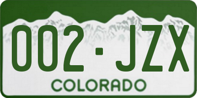 CO license plate 002JZX