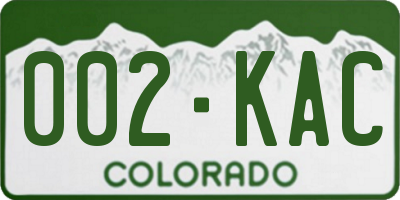 CO license plate 002KAC