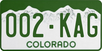 CO license plate 002KAG