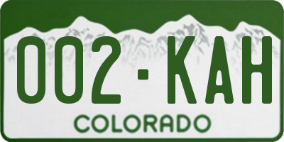 CO license plate 002KAH