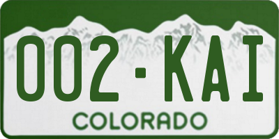 CO license plate 002KAI