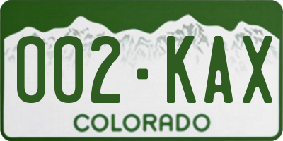 CO license plate 002KAX