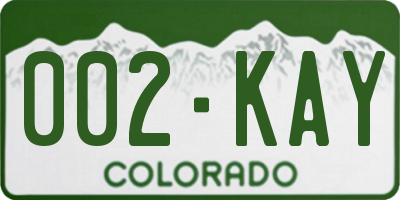 CO license plate 002KAY