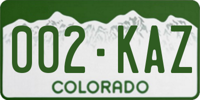 CO license plate 002KAZ