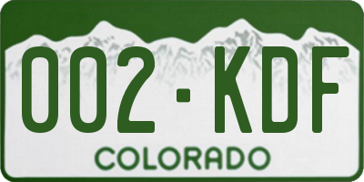 CO license plate 002KDF
