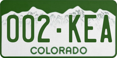 CO license plate 002KEA