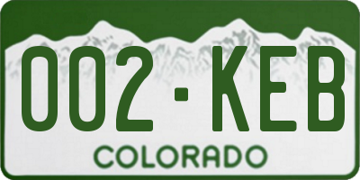 CO license plate 002KEB