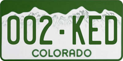 CO license plate 002KED