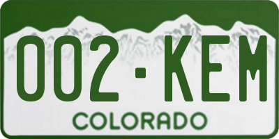 CO license plate 002KEM