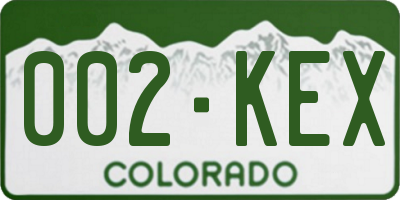 CO license plate 002KEX
