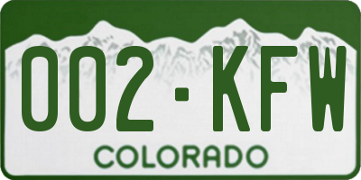 CO license plate 002KFW