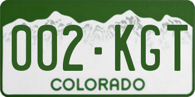 CO license plate 002KGT