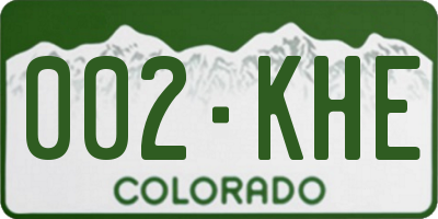 CO license plate 002KHE