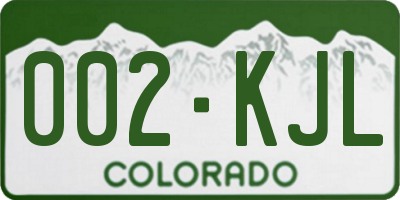 CO license plate 002KJL