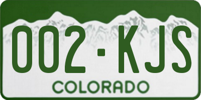 CO license plate 002KJS