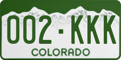CO license plate 002KKK