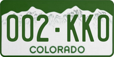 CO license plate 002KKO