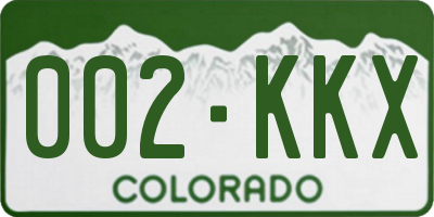 CO license plate 002KKX