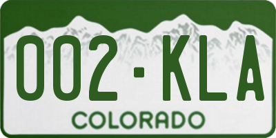CO license plate 002KLA