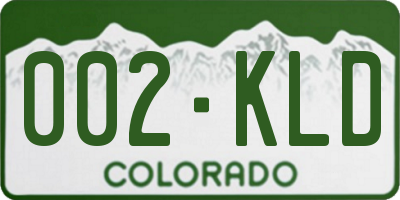 CO license plate 002KLD