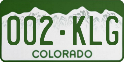 CO license plate 002KLG