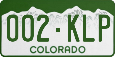 CO license plate 002KLP