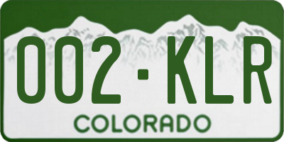 CO license plate 002KLR
