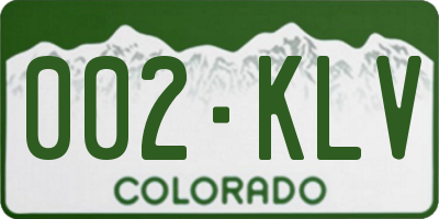 CO license plate 002KLV