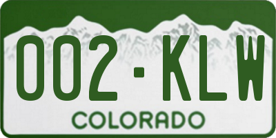 CO license plate 002KLW