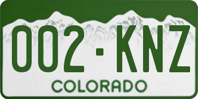 CO license plate 002KNZ