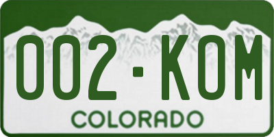CO license plate 002KOM