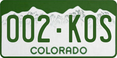 CO license plate 002KOS