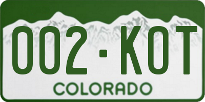 CO license plate 002KOT