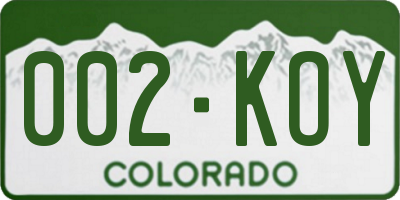 CO license plate 002KOY