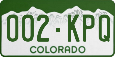 CO license plate 002KPQ