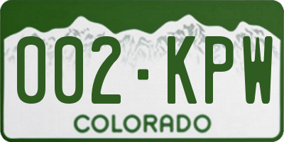 CO license plate 002KPW