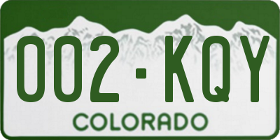 CO license plate 002KQY