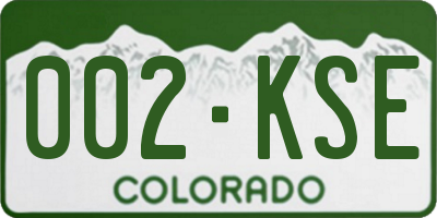 CO license plate 002KSE