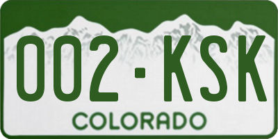 CO license plate 002KSK