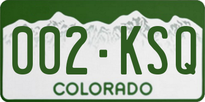CO license plate 002KSQ