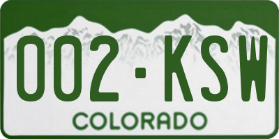 CO license plate 002KSW