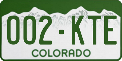 CO license plate 002KTE