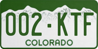 CO license plate 002KTF