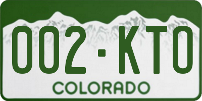 CO license plate 002KTO