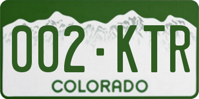 CO license plate 002KTR