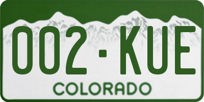 CO license plate 002KUE