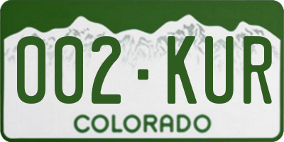 CO license plate 002KUR