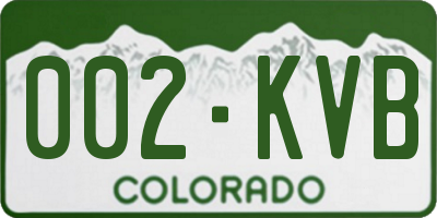 CO license plate 002KVB