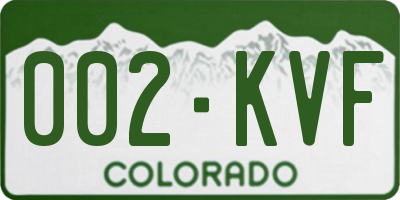 CO license plate 002KVF