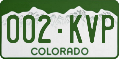 CO license plate 002KVP